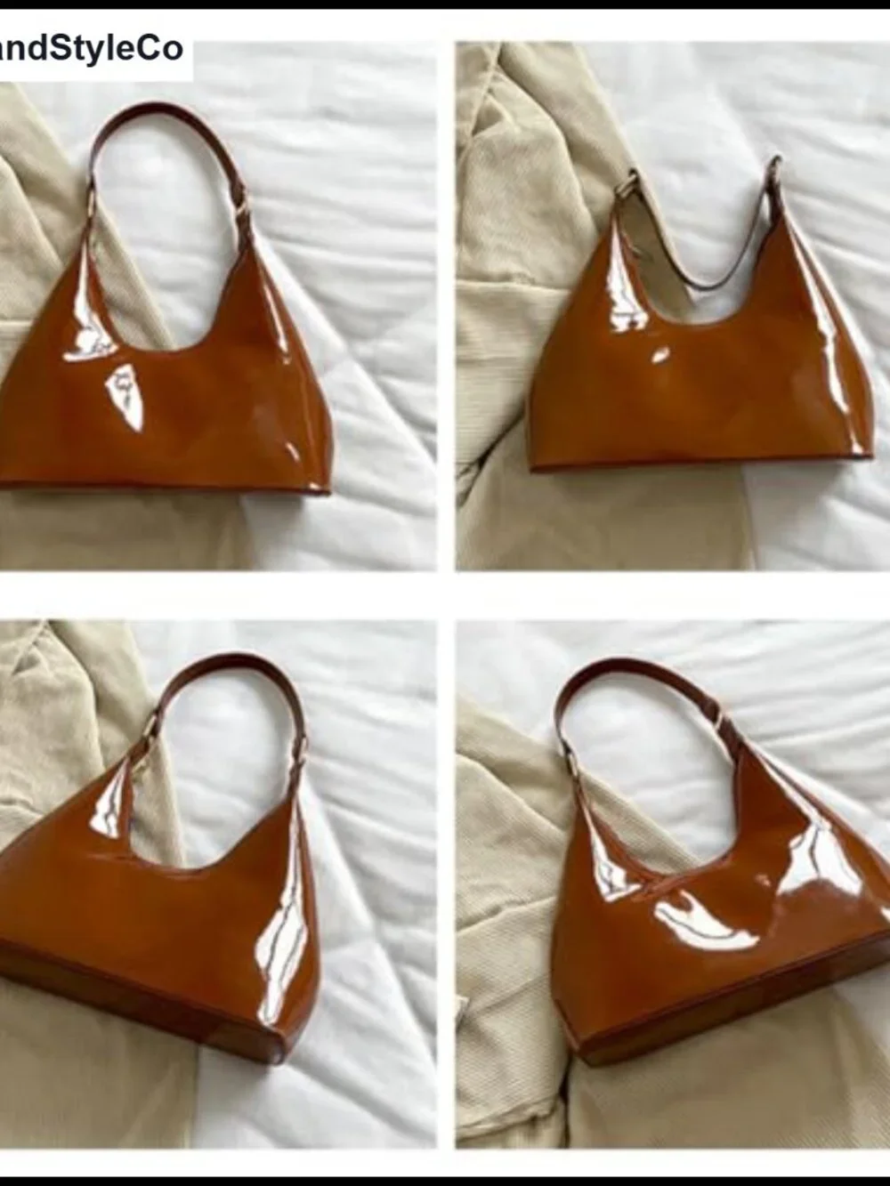Patent Leather Hobo Bag Crescent Shoulder Bag Small Tote Satchel Purse